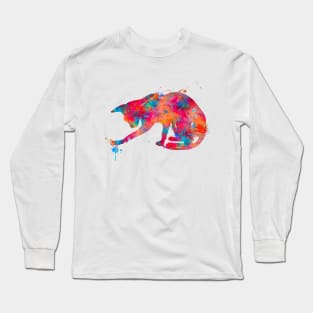 Playful Cat Watercolor Painting Long Sleeve T-Shirt